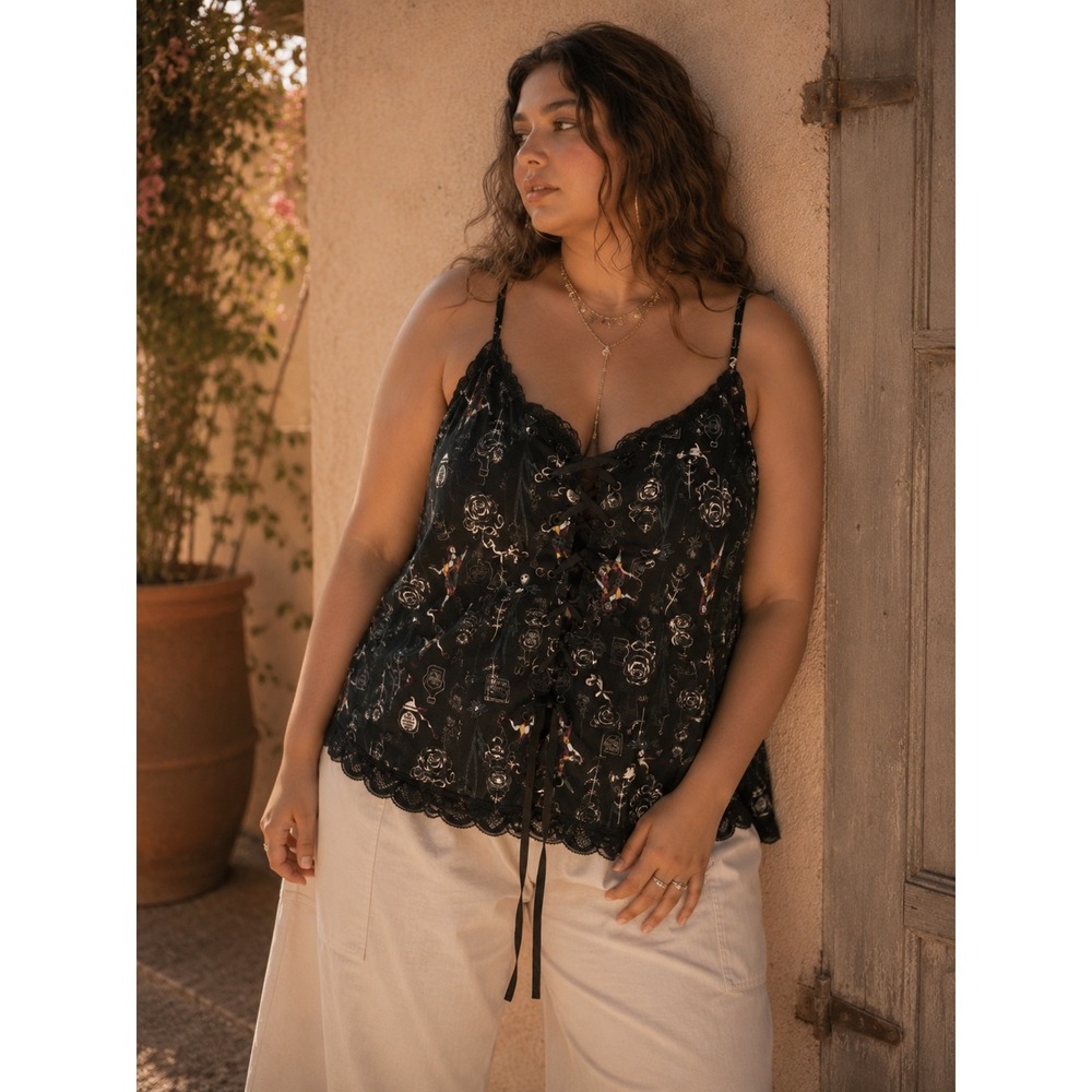 Disney Nightmare Before Christmas Lace Up Corset Tank Top Black Plus Size 3 NWT
